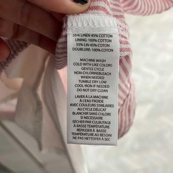 BEACH LUNCH LOUNGE red striped linen blend sleeveless dress. Size XS. - Picture 3 of 4